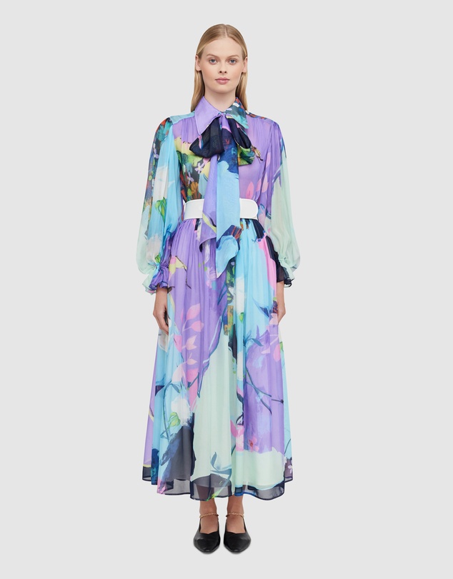 Illusory Silk Midi Dress Leo Lin - JA’dore La Robe – Dress Hire