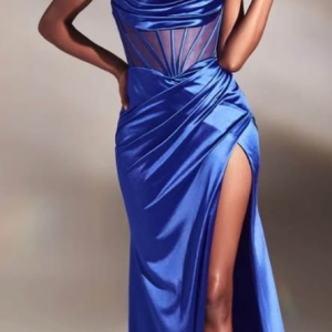 Royal Blue Villoni Corset Gown