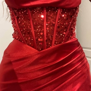 Red Villoni Corset Gown