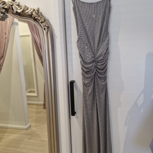 Silver Gown with rhinestone embellishments